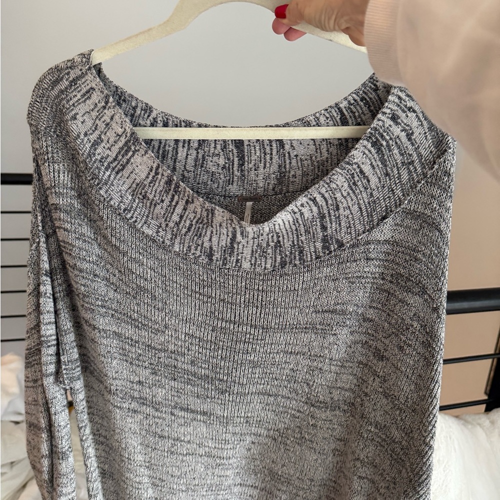Free People Black and White Cowl Neck Sweater